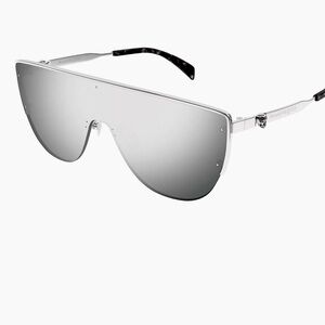 Alexander McQueen Oversize Mask Sunglasses AM04574-004 Silver Grey 99mm-1-145